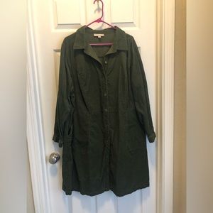 Hunter Green Corduroy Shirt Dress